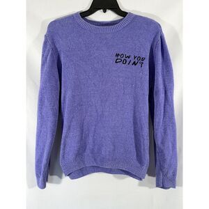 Friends TV Show Women's L Purple How You Doin Chenille Knit Sweater
